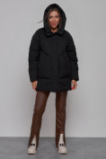 Купить Зимняя женская куртка модная с капюшоном черного цвета 52362Ch, фото 4