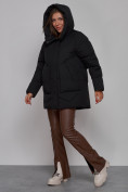 Купить Зимняя женская куртка модная с капюшоном черного цвета 52362Ch, фото 5
