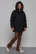 Купить Зимняя женская куртка модная с капюшоном черного цвета 52362Ch, фото 6