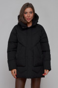 Купить Зимняя женская куртка модная с капюшоном черного цвета 52362Ch, фото 8