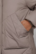Купить Зимняя женская куртка модная с капюшоном светло-коричневого цвета 52362SK, фото 11