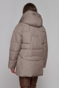Купить Зимняя женская куртка модная с капюшоном светло-коричневого цвета 52362SK, фото 18