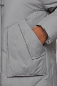 Купить Зимняя женская куртка модная с капюшоном светло-серого цвета 52362SS, фото 12