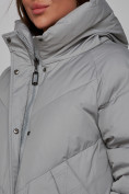 Купить Зимняя женская куртка модная с капюшоном светло-серого цвета 52362SS, фото 13