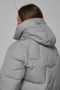 Купить Зимняя женская куртка модная с капюшоном светло-серого цвета 52362SS, фото 14