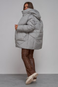 Купить Зимняя женская куртка модная с капюшоном светло-серого цвета 52362SS, фото 19