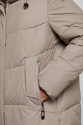 Купить Пальто утепленное молодежное зимнее женское бежевого цвета 52363B, фото 10