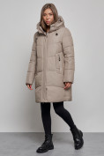 Купить Пальто утепленное молодежное зимнее женское бежевого цвета 52363B, фото 3