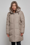 Купить Пальто утепленное молодежное зимнее женское бежевого цвета 52363B, фото 7