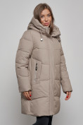 Купить Пальто утепленное молодежное зимнее женское бежевого цвета 52363B, фото 8