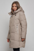 Купить Пальто утепленное молодежное зимнее женское бежевого цвета 52363B, фото 9