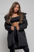 Купить Пальто утепленное молодежное зимнее женское черного цвета 52363Ch, фото 10
