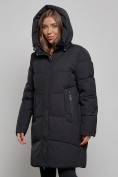 Купить Пальто утепленное молодежное зимнее женское черного цвета 52363Ch, фото 6