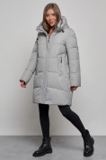 Купить Пальто утепленное молодежное зимнее женское серого цвета 52363Sr, фото 3