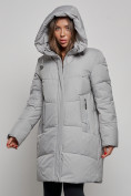 Купить Пальто утепленное молодежное зимнее женское серого цвета 52363Sr, фото 6