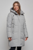 Купить Пальто утепленное молодежное зимнее женское серого цвета 52363Sr, фото 8