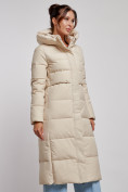 Купить Пальто утепленное молодежное зимнее женское бежевого цвета 52382B, фото 10