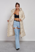 Купить Пальто утепленное молодежное зимнее женское бежевого цвета 52382B, фото 18