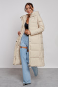 Купить Пальто утепленное молодежное зимнее женское бежевого цвета 52382B, фото 20