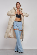 Купить Пальто утепленное молодежное зимнее женское бежевого цвета 52382B, фото 21
