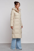 Купить Пальто утепленное молодежное зимнее женское бежевого цвета 52382B, фото 3