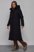 Купить Пальто утепленное молодежное зимнее женское черного цвета 52382Ch, фото 2
