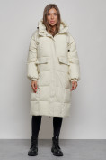 Купить Пальто утепленное молодежное зимнее женское бежевого цвета 52391B