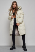 Купить Пальто утепленное молодежное зимнее женское бежевого цвета 52391B, фото 13
