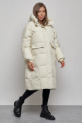 Купить Пальто утепленное молодежное зимнее женское бежевого цвета 52391B, фото 2