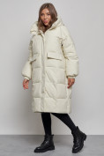 Купить Пальто утепленное молодежное зимнее женское бежевого цвета 52391B, фото 3