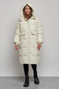 Купить Пальто утепленное молодежное зимнее женское бежевого цвета 52391B, фото 5