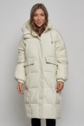 Купить Пальто утепленное молодежное зимнее женское бежевого цвета 52391B, фото 8