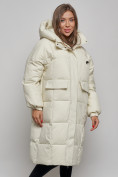 Купить Пальто утепленное молодежное зимнее женское бежевого цвета 52391B, фото 9