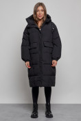 Купить Пальто утепленное молодежное зимнее женское черного цвета 52391Ch