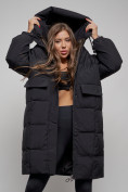 Купить Пальто утепленное молодежное зимнее женское черного цвета 52391Ch, фото 15