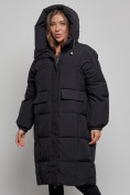 Купить Пальто утепленное молодежное зимнее женское черного цвета 52391Ch, фото 6