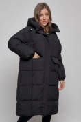 Купить Пальто утепленное молодежное зимнее женское черного цвета 52391Ch, фото 9