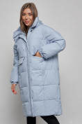 Купить Пальто утепленное молодежное зимнее женское голубого цвета 52391Gl, фото 10