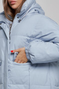 Купить Пальто утепленное молодежное зимнее женское голубого цвета 52391Gl, фото 11