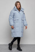 Купить Пальто утепленное молодежное зимнее женское голубого цвета 52391Gl, фото 2