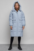 Купить Пальто утепленное молодежное зимнее женское голубого цвета 52391Gl, фото 5