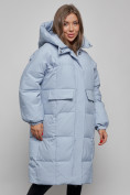 Купить Пальто утепленное молодежное зимнее женское голубого цвета 52391Gl, фото 9