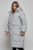 Купить Пальто утепленное молодежное зимнее женское серого цвета 52391Sr, фото 10
