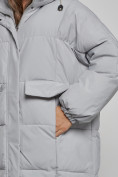 Купить Пальто утепленное молодежное зимнее женское серого цвета 52391Sr, фото 11