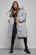 Купить Пальто утепленное молодежное зимнее женское серого цвета 52391Sr, фото 13