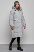 Купить Пальто утепленное молодежное зимнее женское серого цвета 52391Sr, фото 2