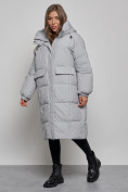 Купить Пальто утепленное молодежное зимнее женское серого цвета 52391Sr, фото 3