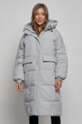 Купить Пальто утепленное молодежное зимнее женское серого цвета 52391Sr, фото 8