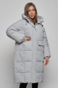 Купить Пальто утепленное молодежное зимнее женское серого цвета 52391Sr, фото 9