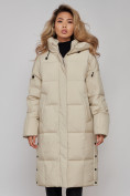 Купить Пальто утепленное молодежное зимнее женское бежевого цвета 52392B, фото 10